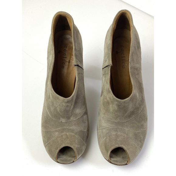 Coclico Womens Gray Suede Bootie Peep‎ Toe Piran Size 39 Made in Spain - Picture 4 of 9